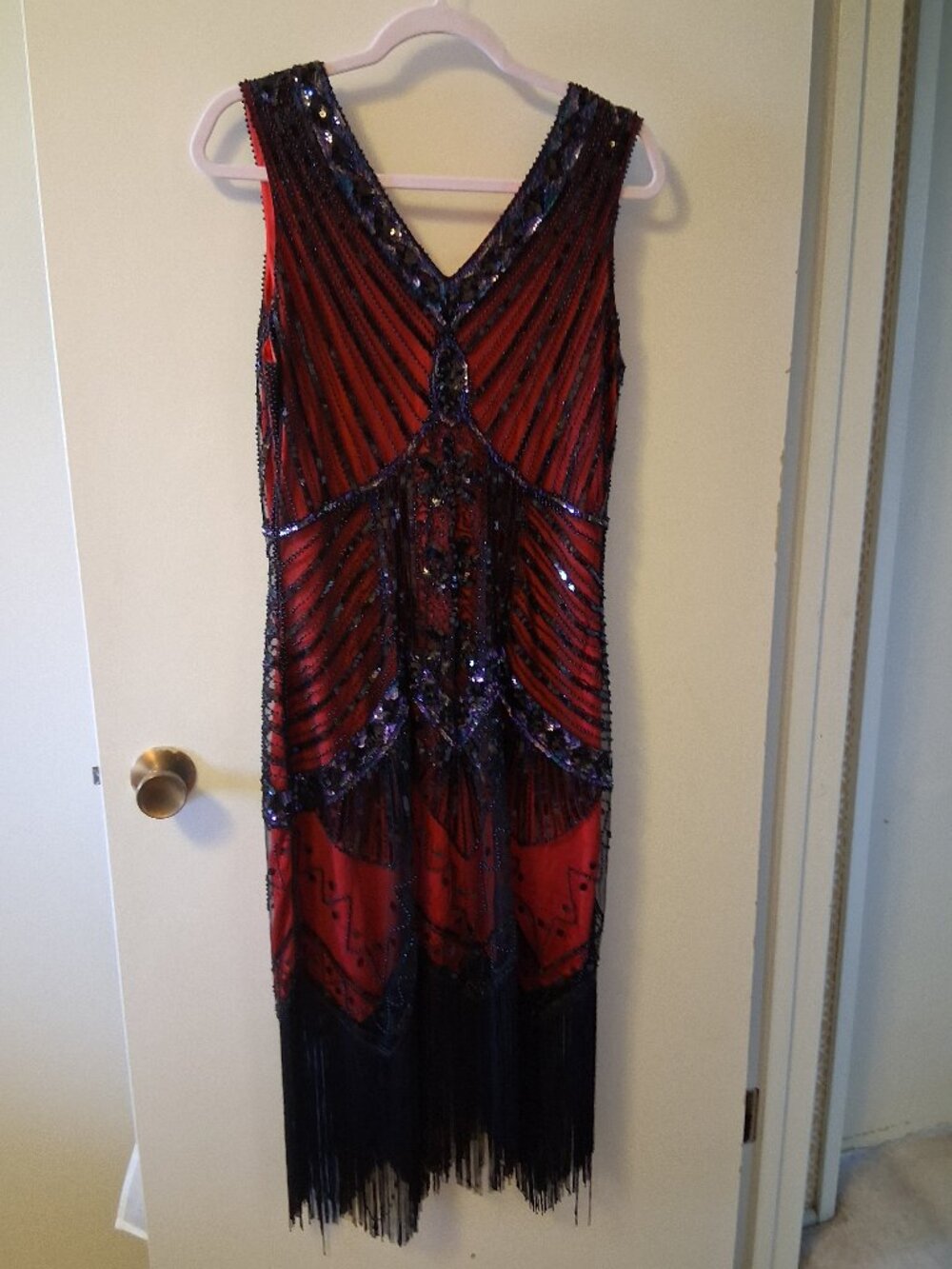 Flapper Dress Red Black, L